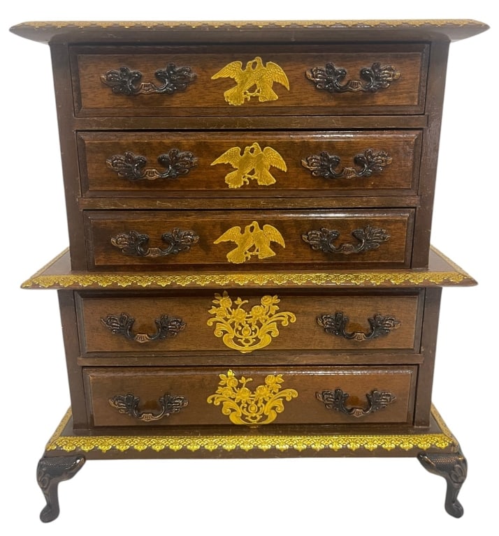 DECORATIVE WOODEN JEWELRY CHEST 11" (1 of 7)