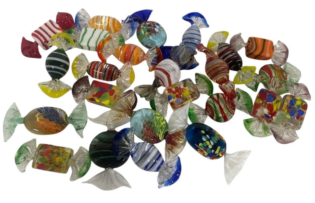 MURANO STYLE ART GLASS HAND-BLOWN CANDY LOT 2.5" (1 of 4)