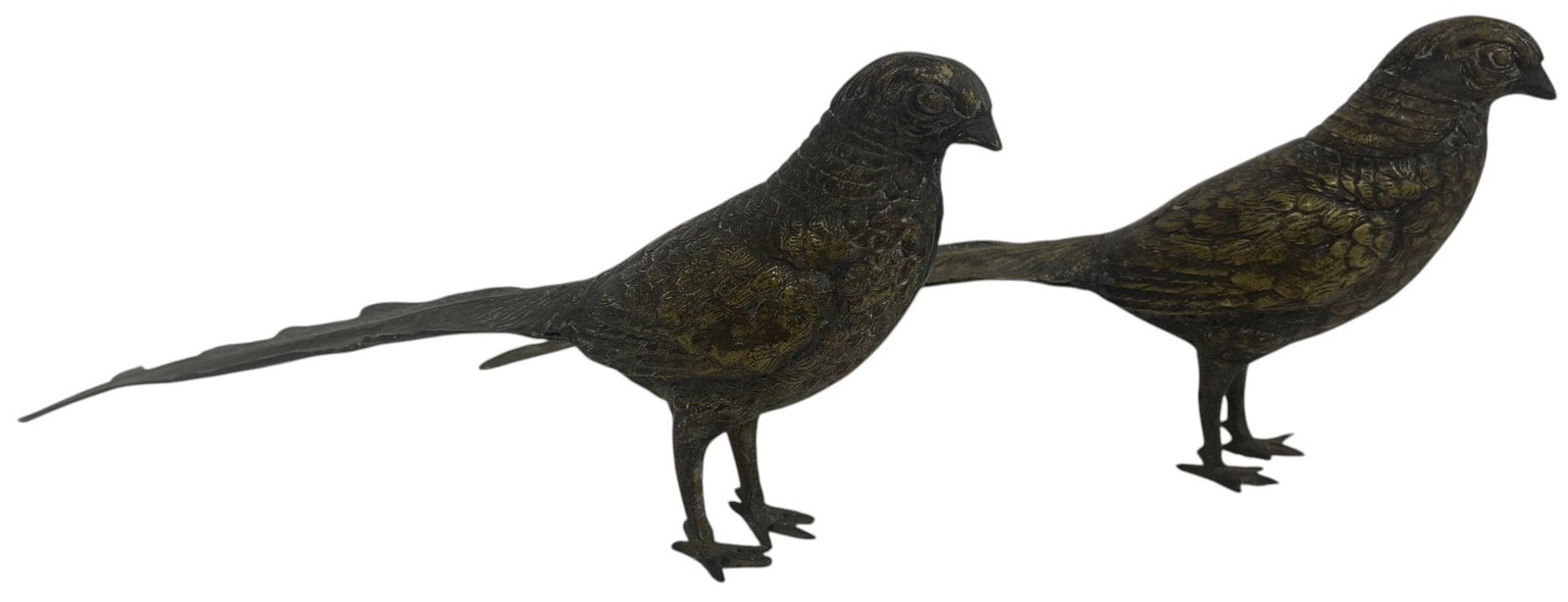 PAIR OF DECORATIVE METAL PHEASANTS 12" (1 of 7)