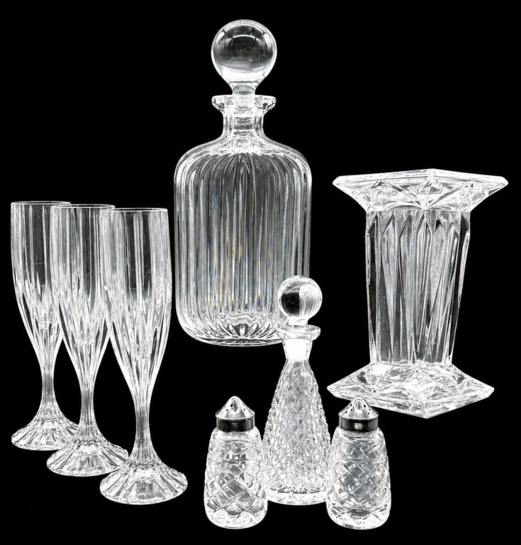 ASSORTED CUT CRYSTAL BARWARE & VASE LOT 11" (1 of 15)