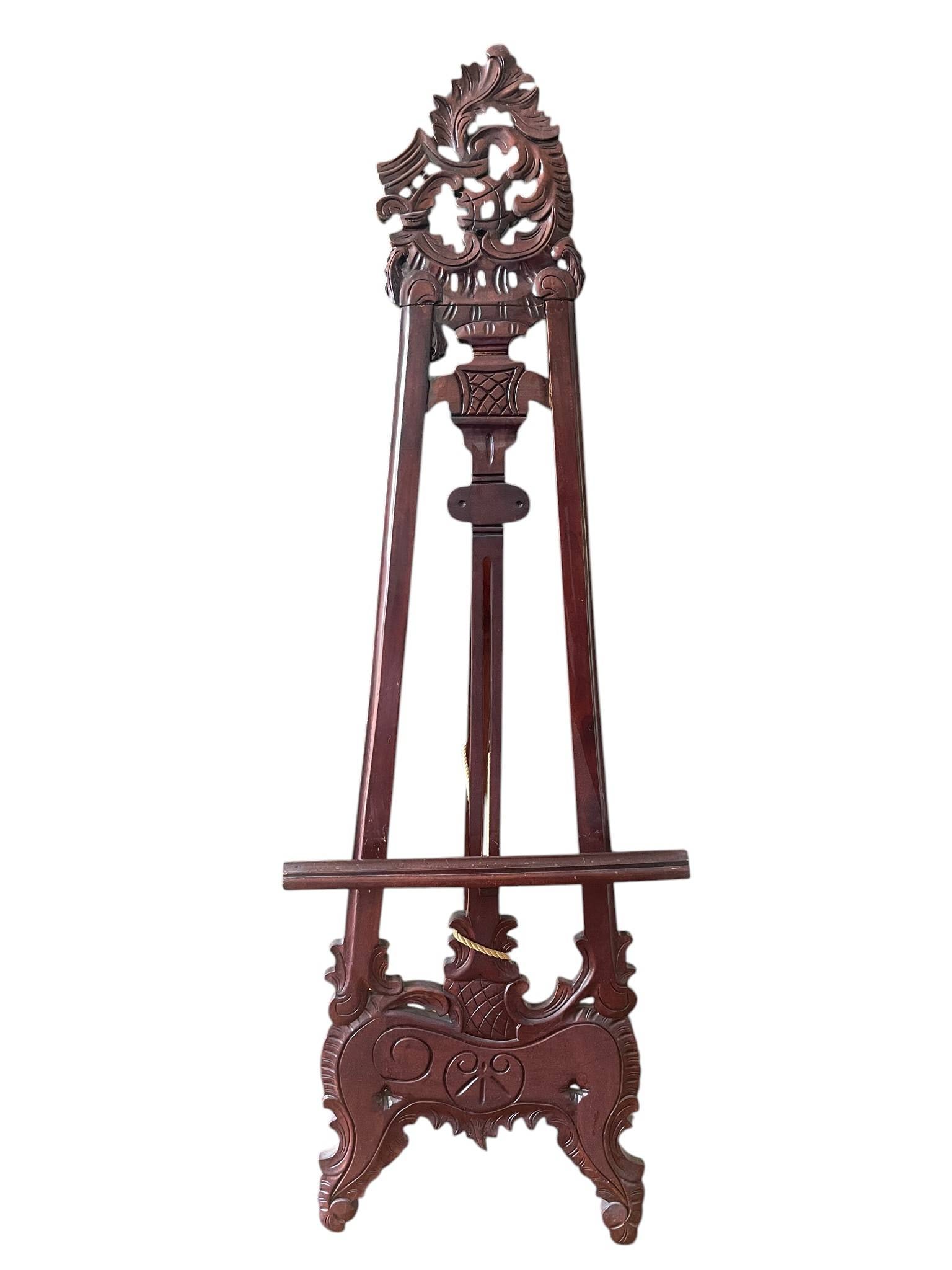 ORNATELY CARVED WOODEN DISPLAY EASEL 63" (1 of 2)