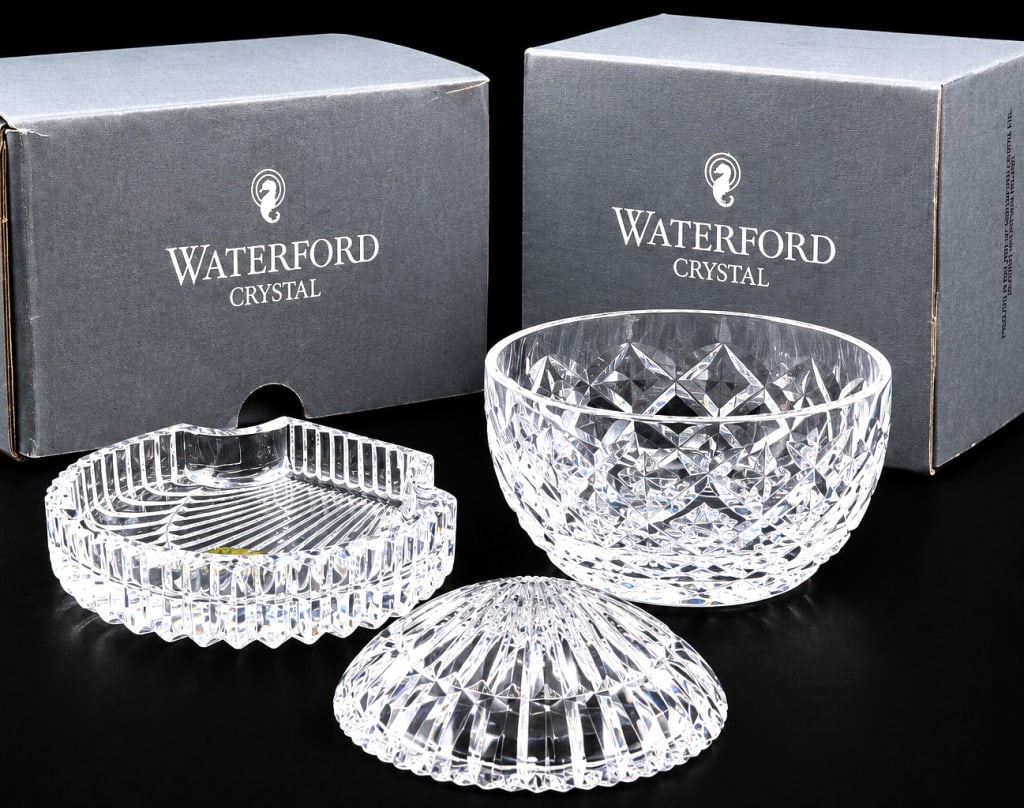 WATERFORD CRYSTAL SHELL BOX & POWERSCOURT BOWL 4" (1 of 13)