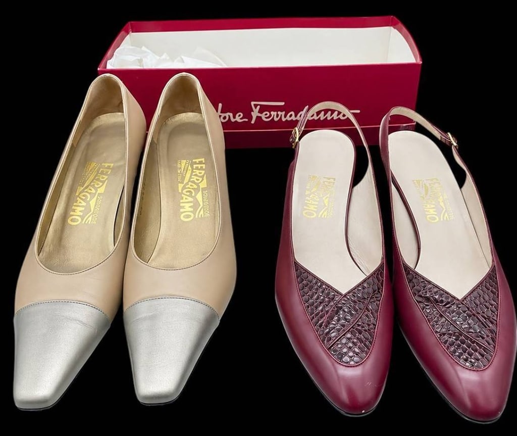 2 PAIRS SALVATORE FERRAGAMO WOMENS SHOES 7.5 & 8.5 (1 of 10)