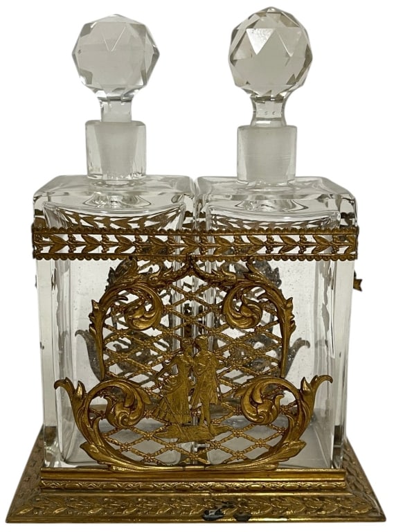 FRENCH GILT BRONZE CRYSTAL PERFUME CASKET 6.5" (1 of 7)