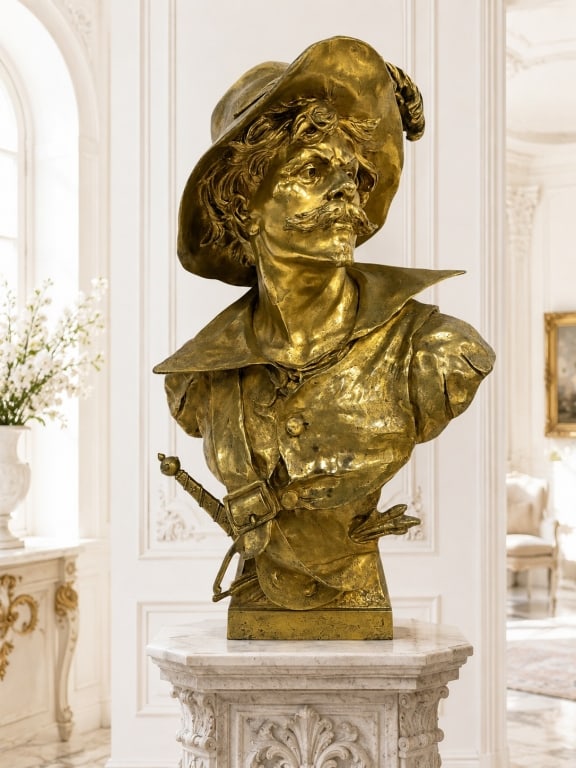 AFTER MOREAU STYLE BRONZE FIGURAL BUST 22" (1 of 9)
