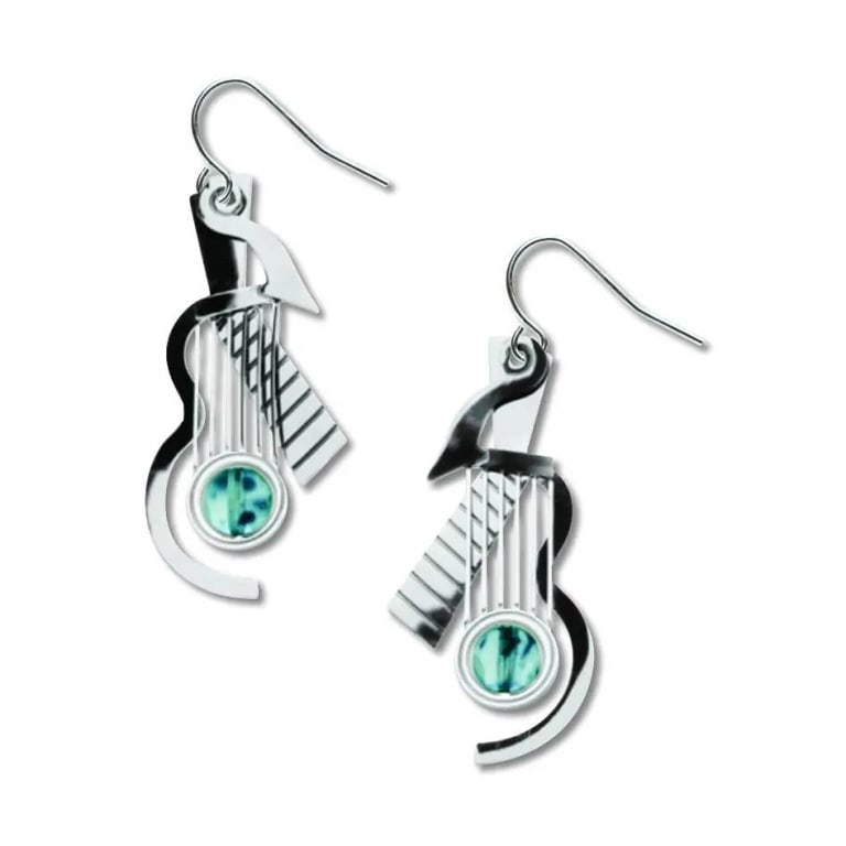 PICASSO INSPIRED CUBIST GUITAR EARRINGS: When Juan Gris and Pablo Picasso started to fragment visual images and create Cubism, the guitar with its sensuous lines and classic structure was a natural subject. These earrings are inspired by tha