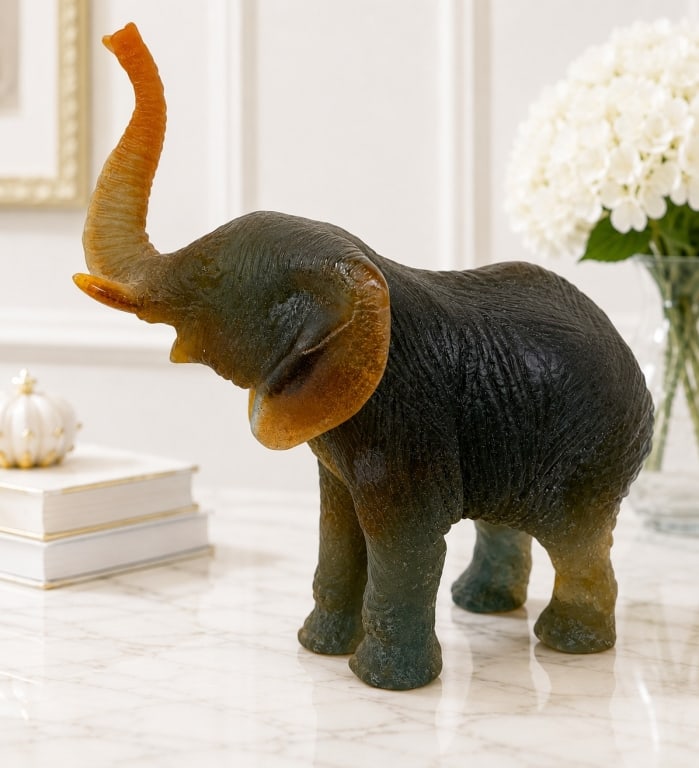 DAUM FRANCE PATE DE VERRE ELEPHANT FIGURE 8.75" (1 of 11)