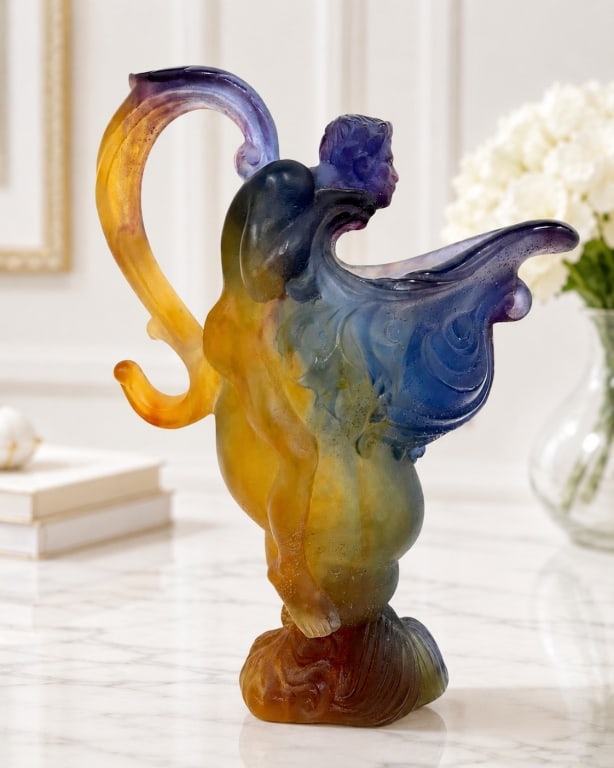 DAUM "MYTHOLOGIE" P?TE-DE-VERRE PITCHER 12": .