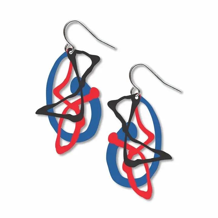 NEW! POLLOCK'S GHOST EARRINGS: On entering Jackson Pollock's studio, one is asked to change into foam slippers. It is immediately apparent why: the floor is covered with paint splats, drips, and languid coils. This paint did not ge
