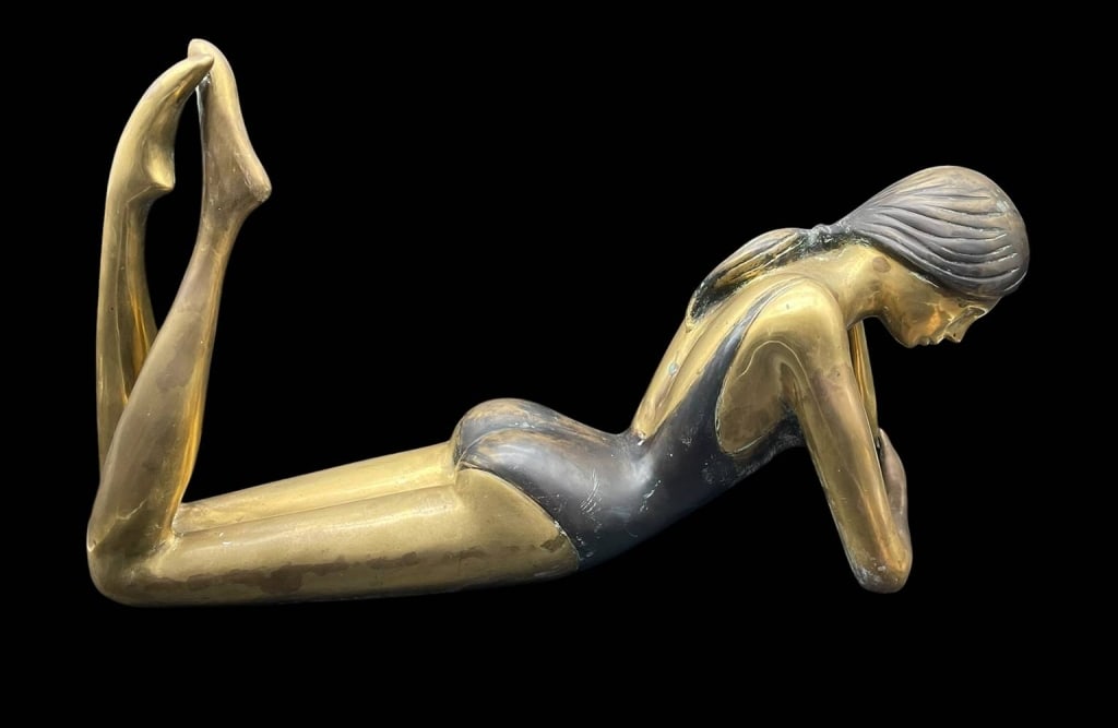 ART NOUVEAU-STYLE BRASS BALLERINA SCULPTURE 28" (1 of 8)