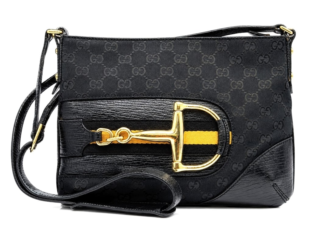 CLASSIC GUCCI HORSEBIT BLACK SHOULDER BAG 10" (1 of 8)