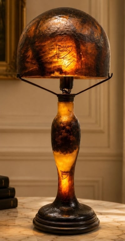DAUM NANCY SIGNED ART GLASS TABLE LAMP 22" (1 of 11)