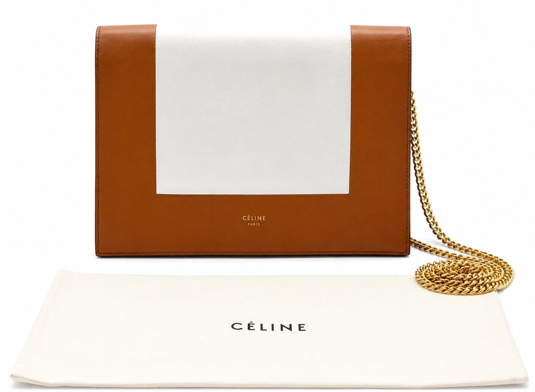 CELINE COLORBLOCK CHAIN SHOULDER BAG 11": .