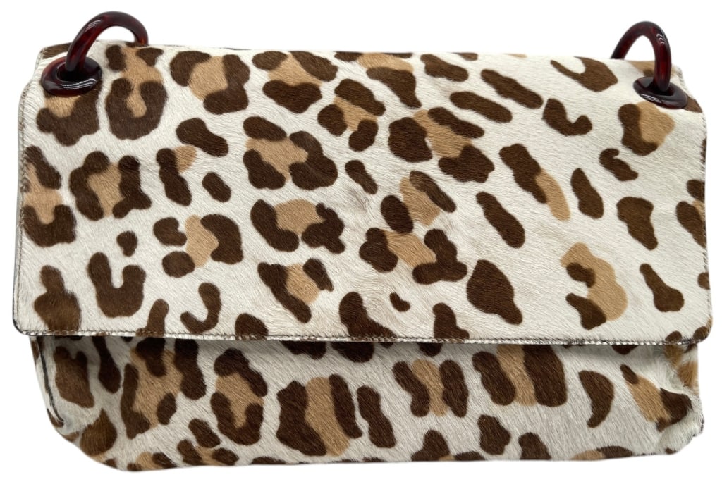 PRADA LEOPARD CALF HAIR SHOULDER BAG 11" (1 of 15)