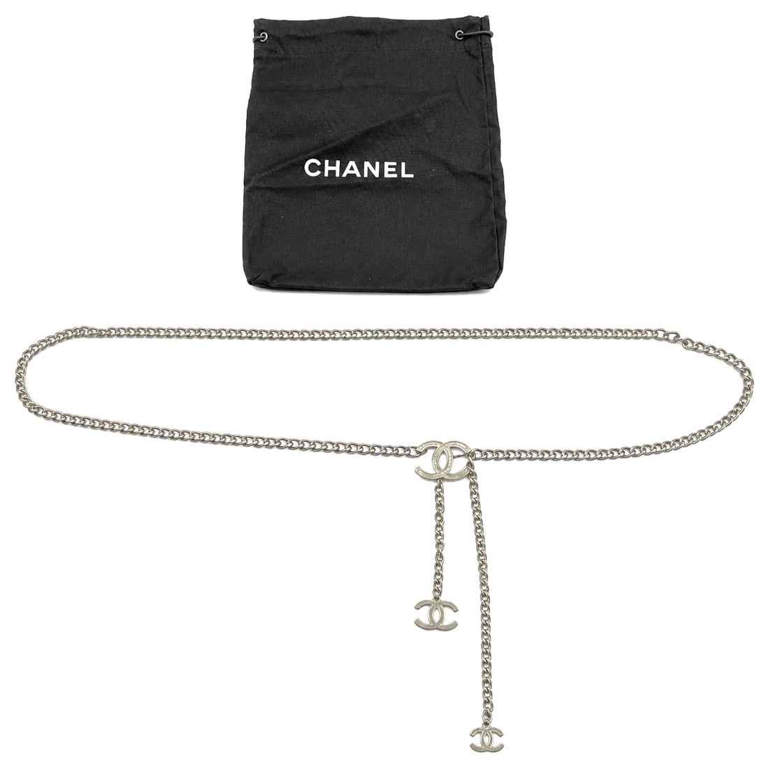 CHANEL WHITE CC CHAIN BELT SIZE M (1 of 4)