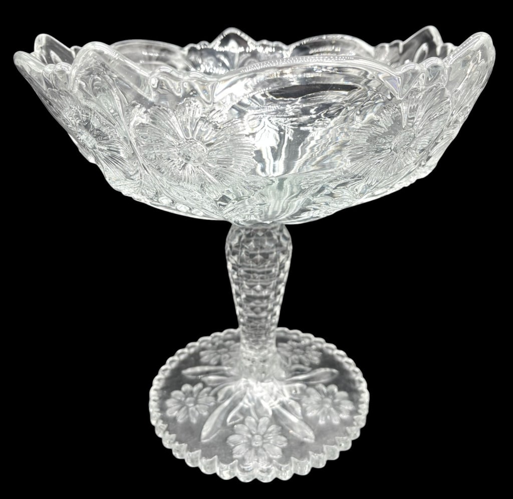 PEDESTAL PRESSED GLASS COMPOTE 10in (1 of 7)