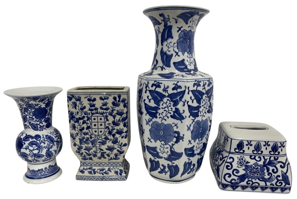 LOT OF 4 BLUE & WHITE CERAMICS 17in (1 of 4)