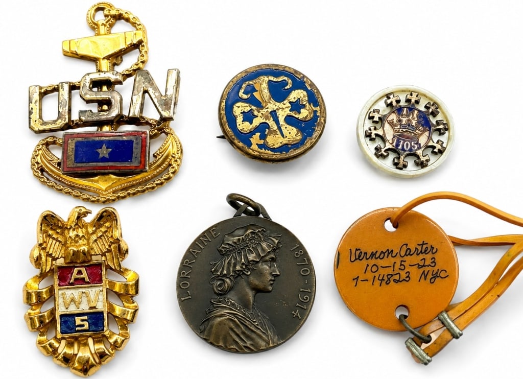ANTIQUE SERVICE PINS MEDALS LOT OF 6n (1 of 6)