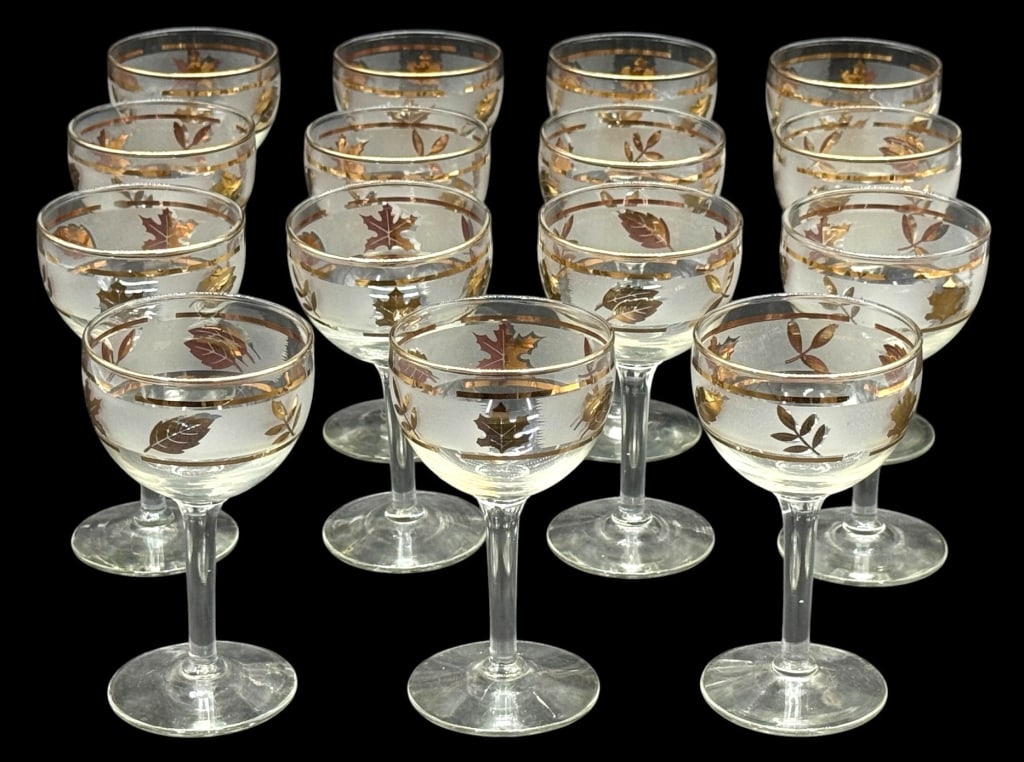 15 MID-CENTURY FROSTED GLASS CORDIAL STEMS (1 of 7)