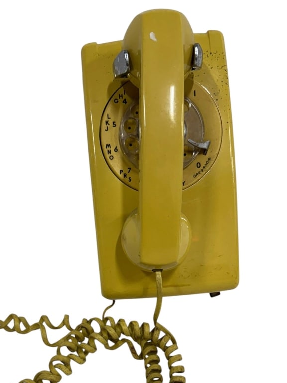 YELLOW ROTARY DIAL DESK TELEPHONE (1 of 4)