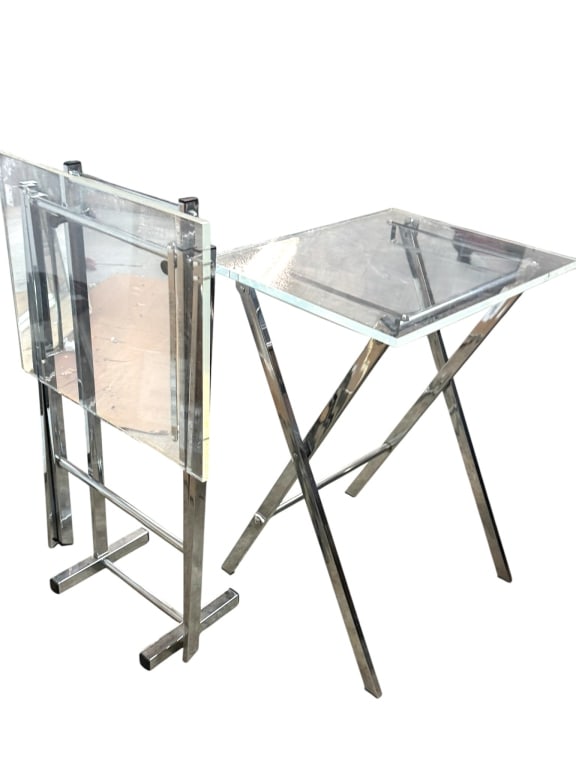 LUCITE & CHROME FOLDING TRAY TABLE 31" (1 of 8)