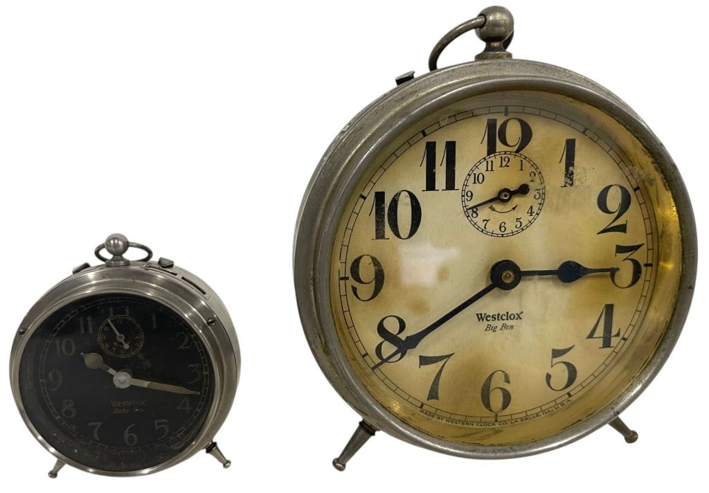 VINTAGE WESTCLOX ALARM CLOCK PAIR 6" (1 of 5)