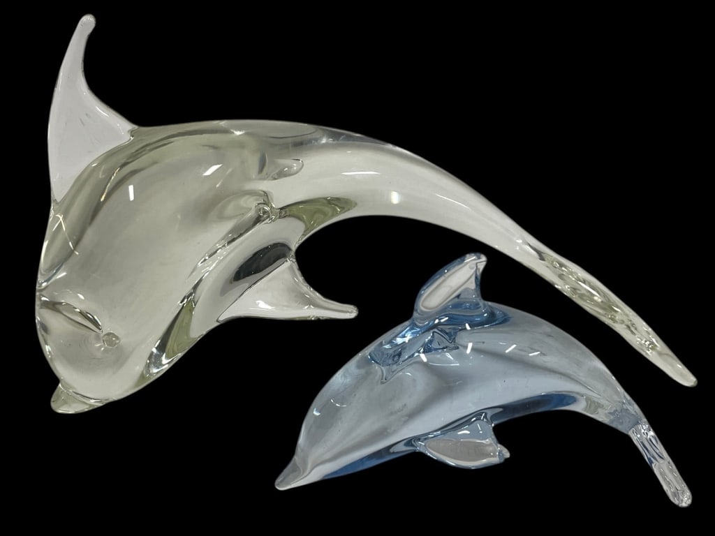 ART GLASS DOLPHIN SCULPTURE PAIR 10" (1 of 4)