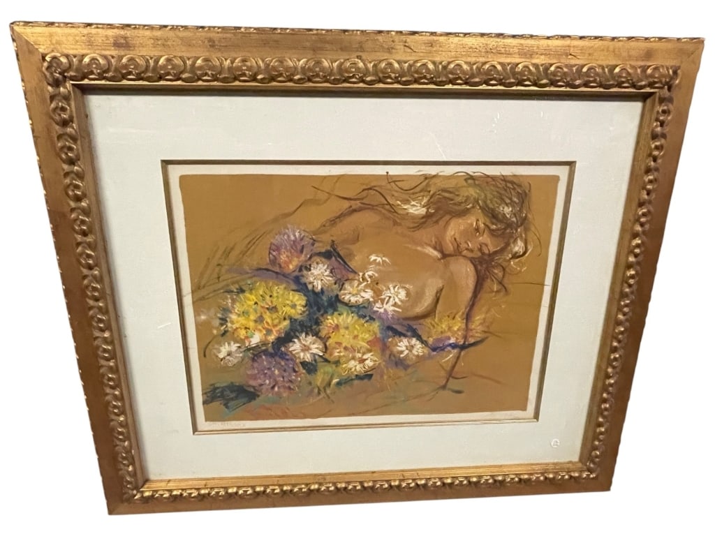 FRAMED LIMITED EDITION RECLINING NUDE PRINT 44" (1 of 7)