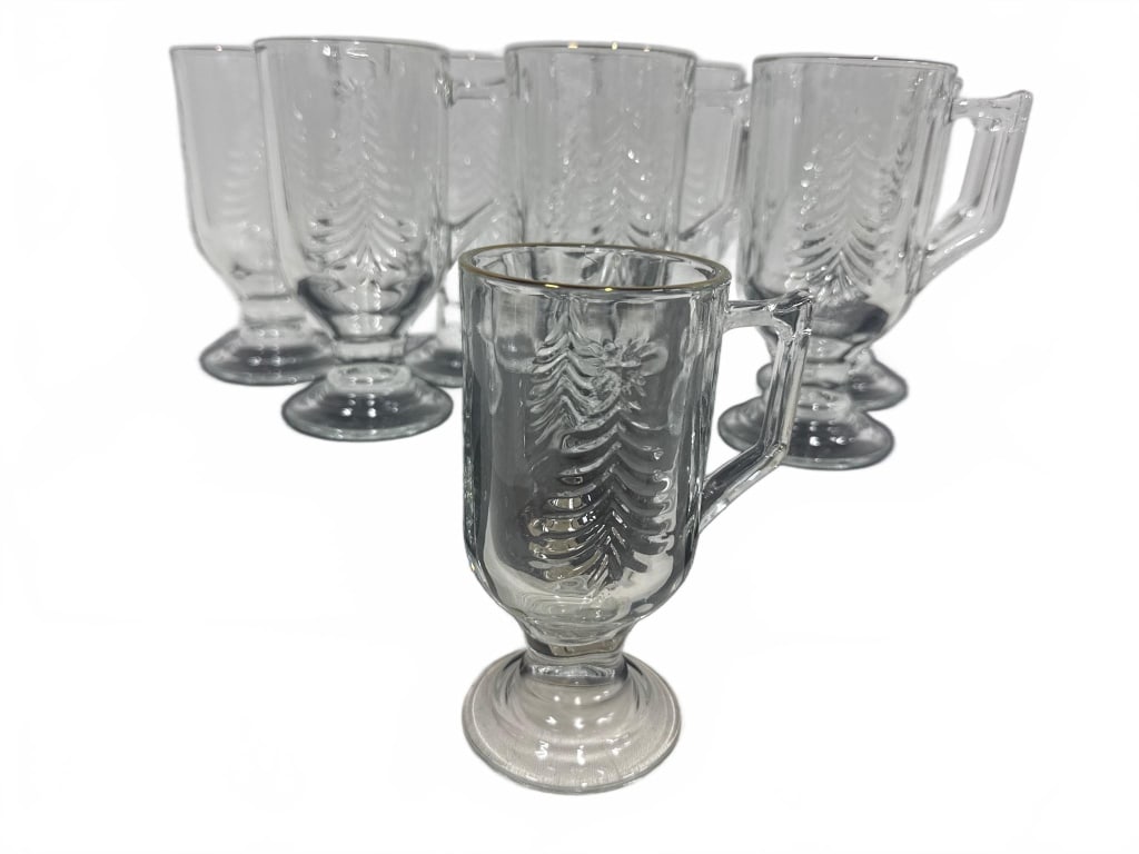 6 Glass Irish Coffee Mugs with Gold R, (1 of 2)