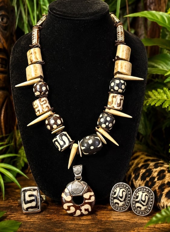 STERLING JUNGLE JEWELRY LOT 17IN (1 of 9)