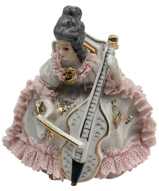 JAPANESE PORCELAIN LADY WITH BIWA FIGURINE 4" (1 of 5)