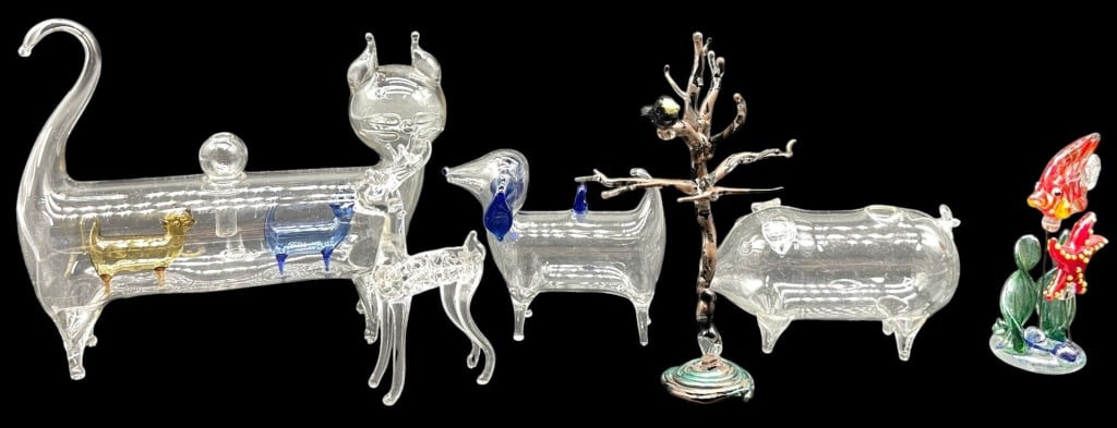 BIMINI LAMPWORK GLASS ANIMAL FIGURES LOT OF 5 7 IN (1 of 6)