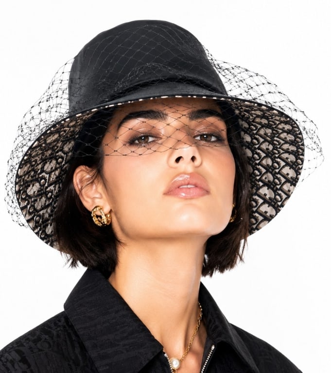DIOR VEILED TEDDY D BUCKET W HAT BOX 12" (1 of 7)