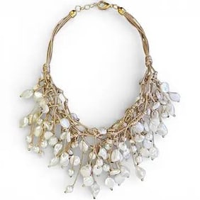COASTAL KNOTTED PEARL STATEMENT NECKLACE
