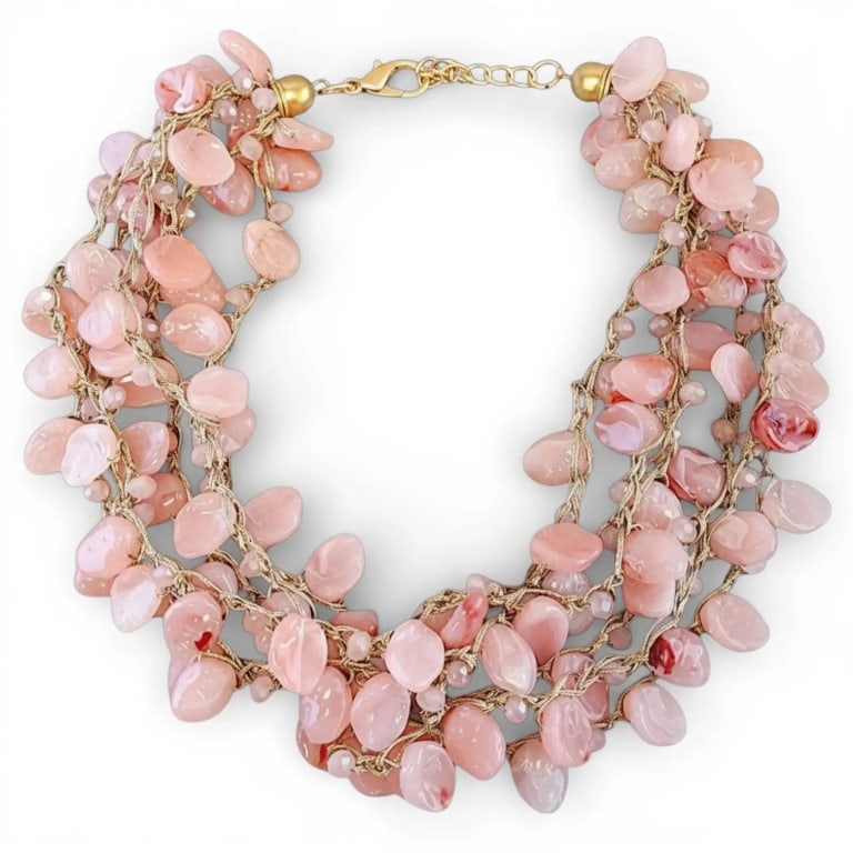 NnEW PINK BEADED STATEMENT NECKLACE (1 of 4)