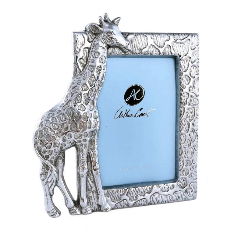 NEW GIRAFFE FRAME WITH BOX: Utilize the eye-catching design of Arthur Court's Giraffe Frame to draw attention to your favorite picture. | | The giraffe's long, muscular neck pushes its head above the frame's top edge, while its 