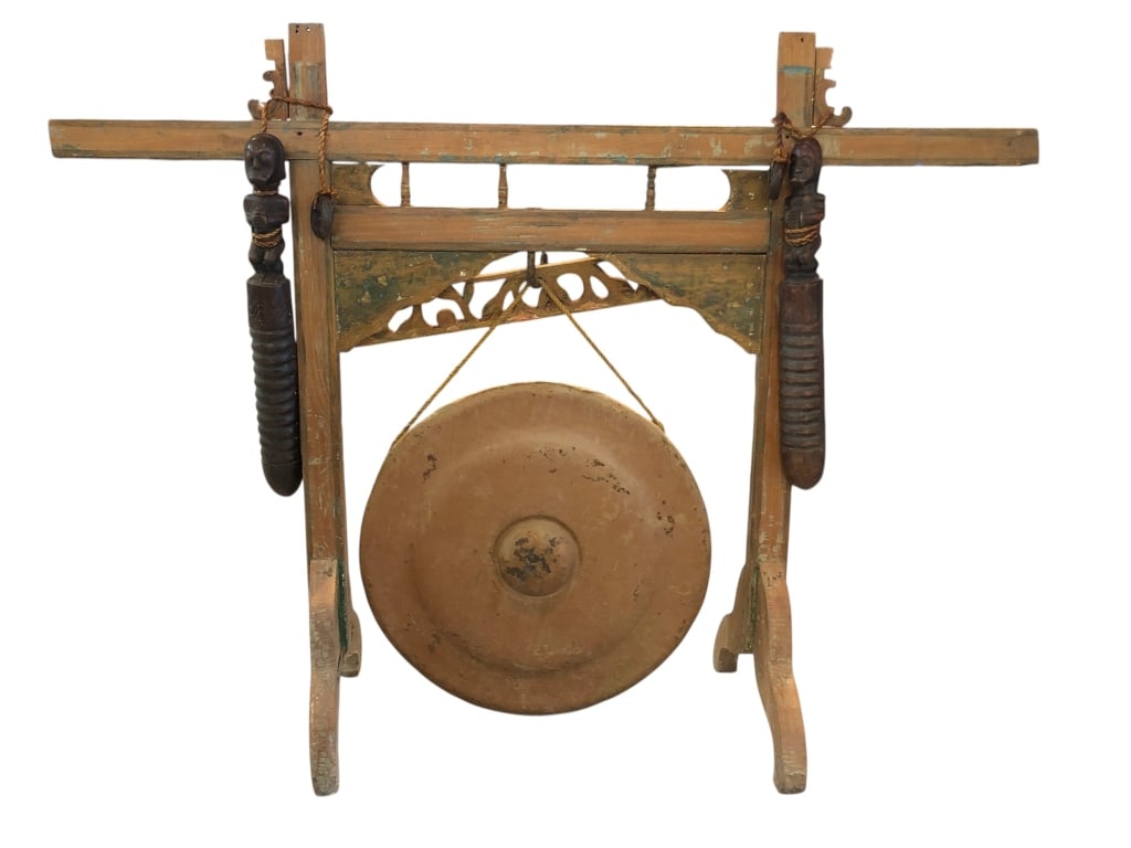 ANTIQUE CARVED WOOD FRAME GONG (1 of 7)