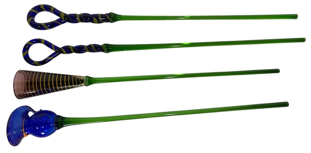 HAND-BLOWN ART GLASS GARDEN STAKES LOT OF 4 32" (1 of 5)