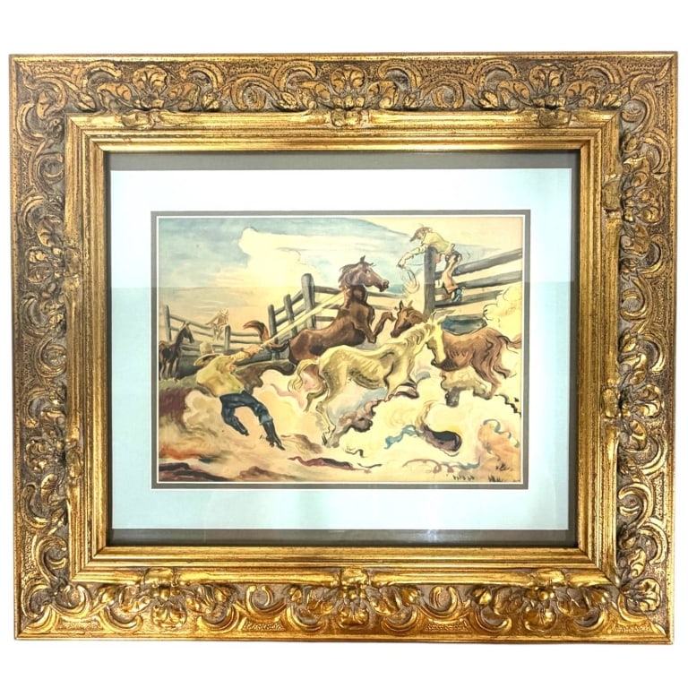 THOMAS HART BENTON FRAMED GICLEE WATERCOLOR 24" (1 of 6)