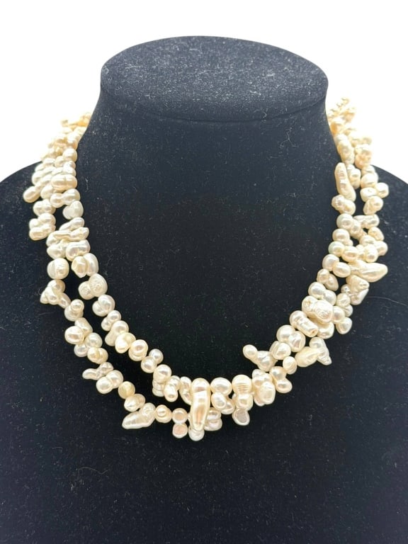 MULTISTRAND BAROQUE FRESHWATER PEARL NECKLACE 54" (1 of 4)