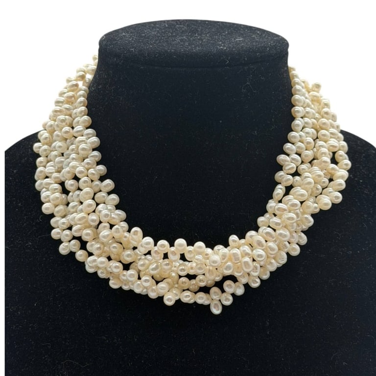 MULTI-STRAND PEARL W STERLING LUC 925 18" (1 of 6)