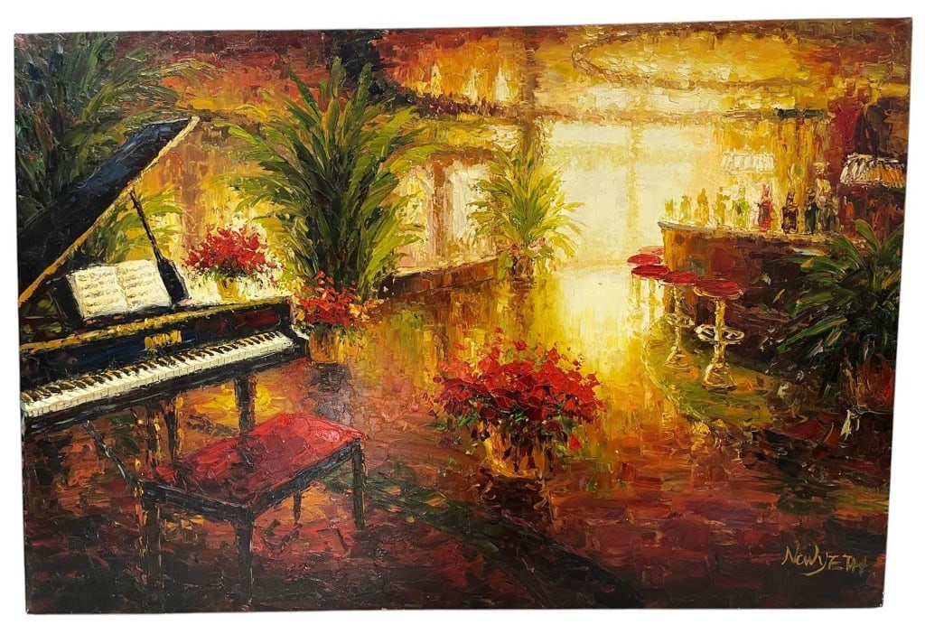 DECORATIVE IMPRESSIONIST STYLE OIL PAINTING 36" (1 of 5)