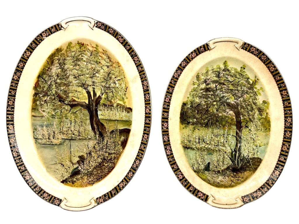 HAND-PAINTED LANDSCAPE CABINET PLATES 13" (1 of 12)