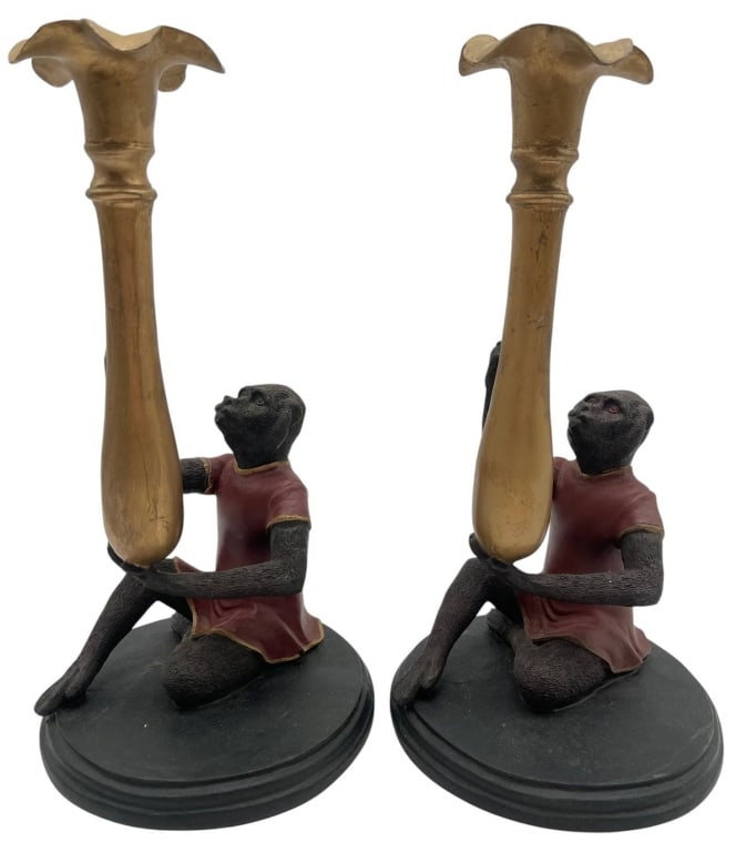 PAIR OF MONKEY FIGURAL CANDLESTICKS 11" (1 of 7)