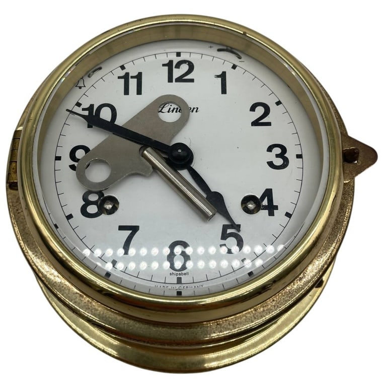 LINDEN SHIP'S BELL BRASS CLOCK 5" (1 of 7)