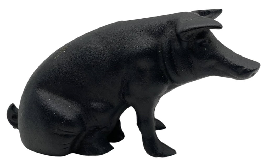 CAST IRON PIG BANK STILL BANK 9" (1 of 7)