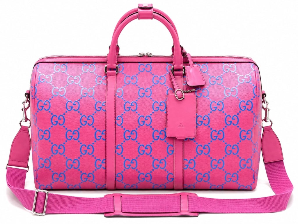 GUCCI PINK GG PERFORATED DUFFEL BAG (1 of 16)