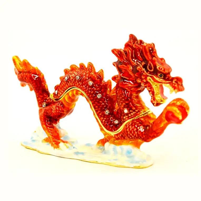JAY STRONGWATER STYLE SWAROVSKI CRYSTAL TRINKKET B: Asian Dragon Trinket Box. Hand Made with Swarovski Crystals & Enamel. | The Asian Dragon trinket box is a unique design. Hand-made by an artist using Swarovski crystal & enamel, gold plating. Inside o
