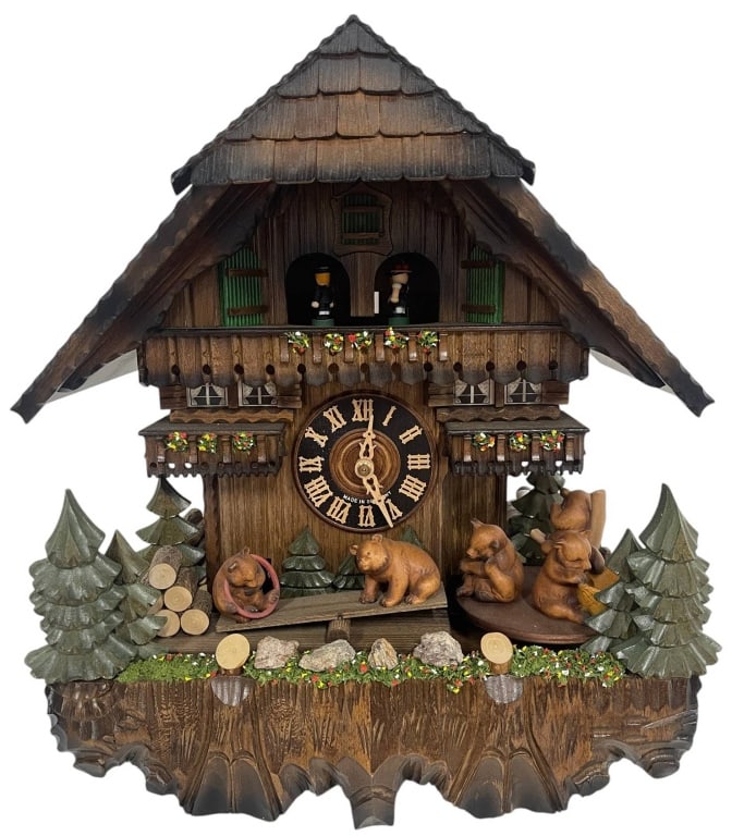 GERMAN BLACK FOREST MUSICAL CUCKOO CLOCK 16" (1 of 13)