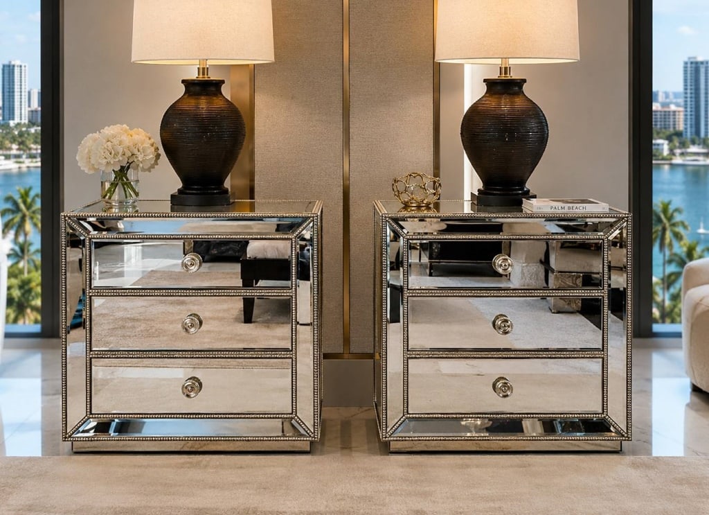 OMNI MIRRORED CHESTS PAIR 32" (1 of 9)
